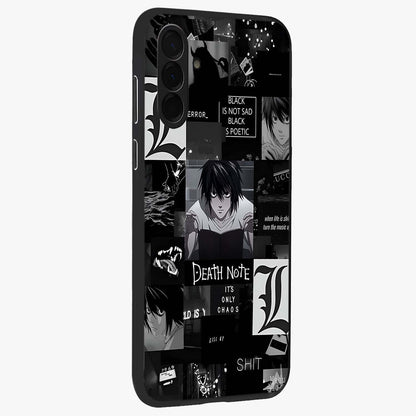Midnight Chaos Mind Glass Case upright view showcasing expressive abstract artwork with bold dark theme.