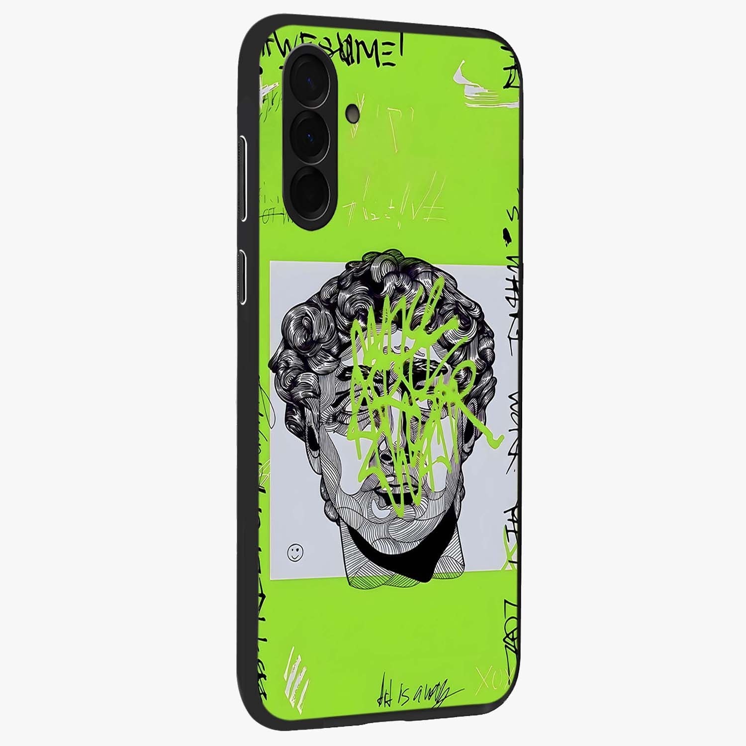 Neo Graffiti Rebellion Glass Case upright view showcasing colorful graffiti artwork with bold modern street style.