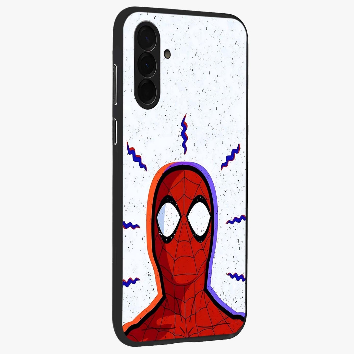 Omg Spiderman Glass Case upright view showcasing energetic superhero artwork with vibrant comic theme.