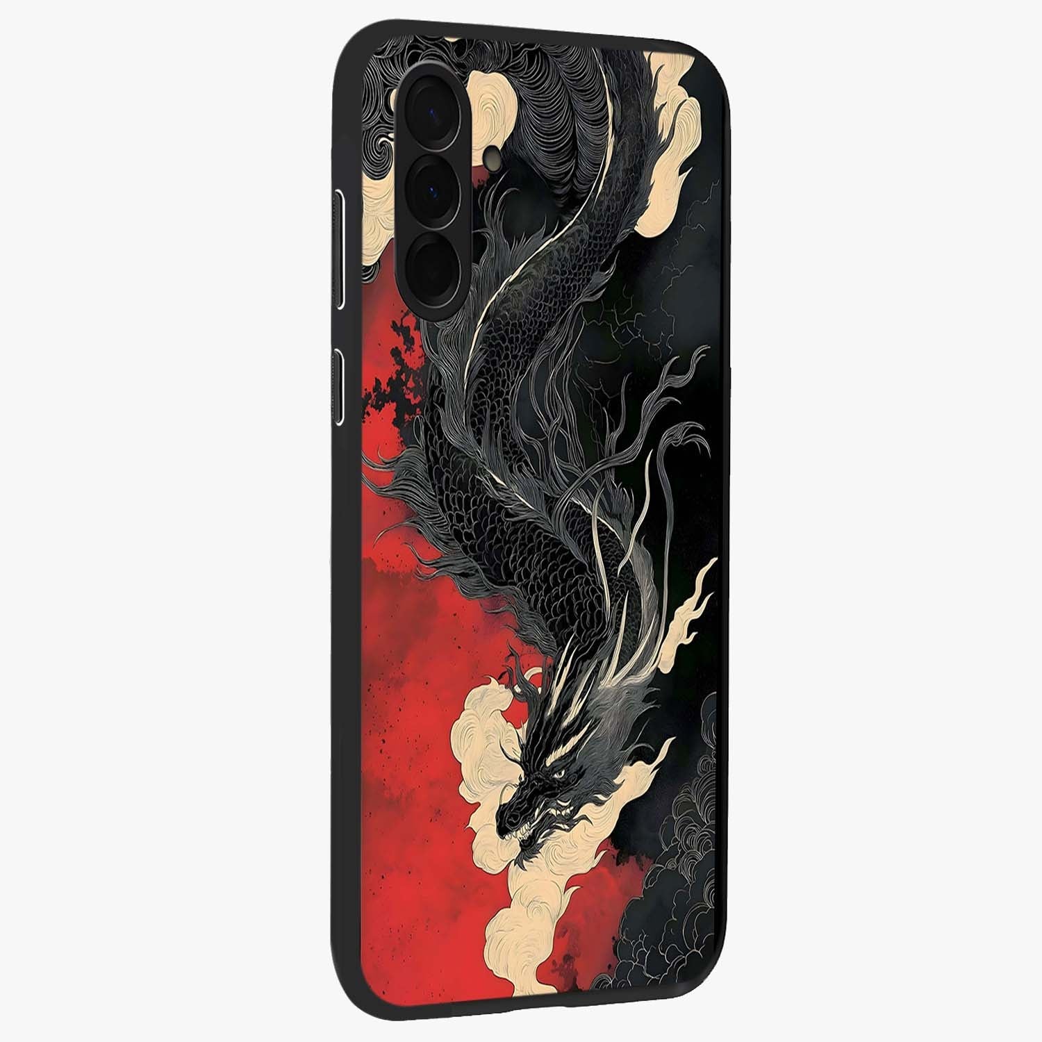Shadow Dragon Fury Glass Case upright view showcasing intense dragon artwork with dramatic shadow theme.