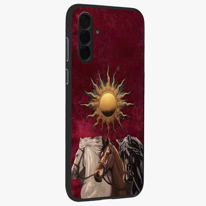 Solar Riders Glass Case upright view showcasing energetic rider artwork with bold adventure theme.