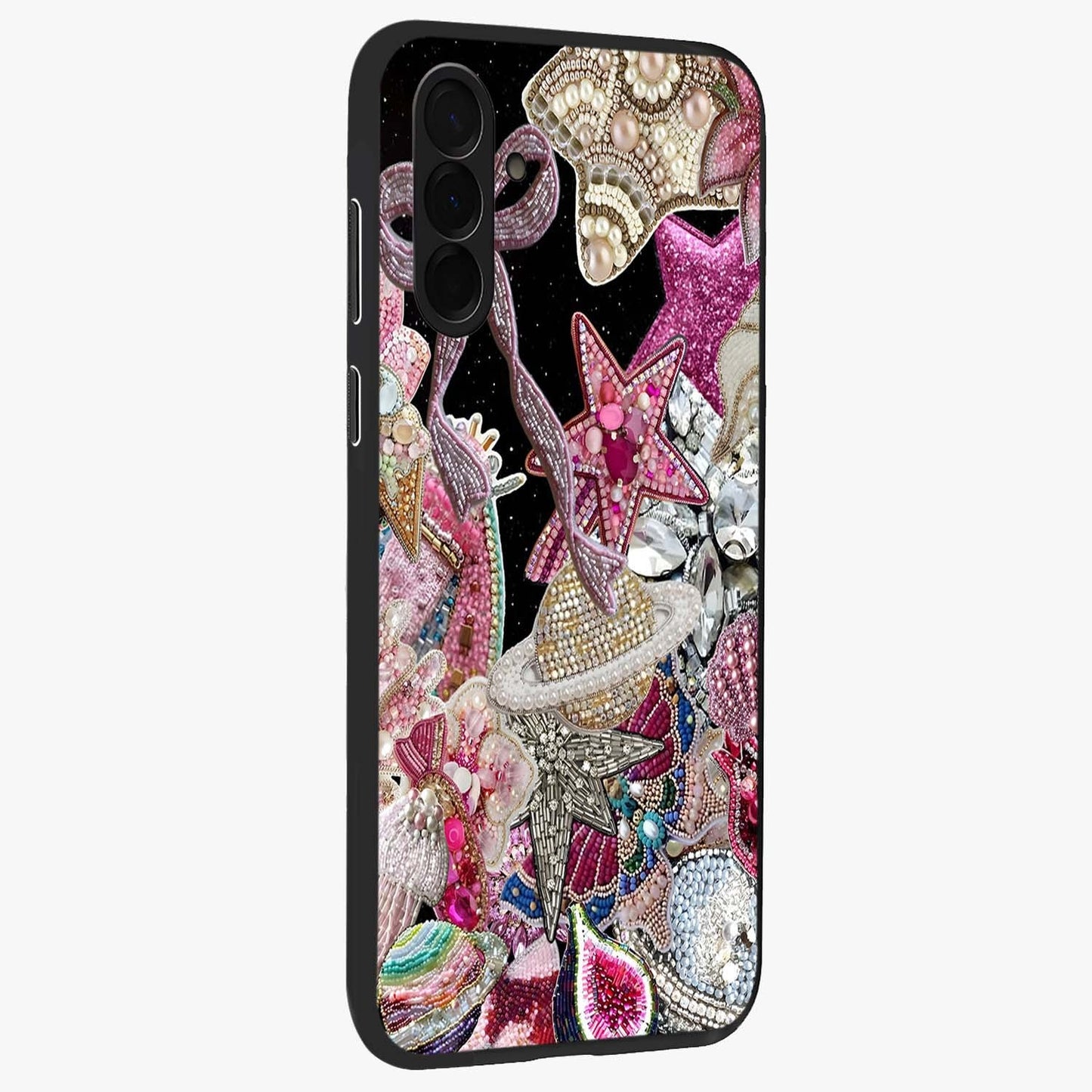 Starlit Jewel Dream Glass Case upright view showcasing radiant star inspired artwork with magical night theme.
