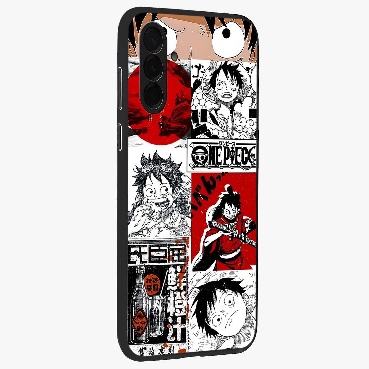 Strawhat Chaos Panels Glass Case upright view showcasing energetic anime artwork with bold adventure theme.