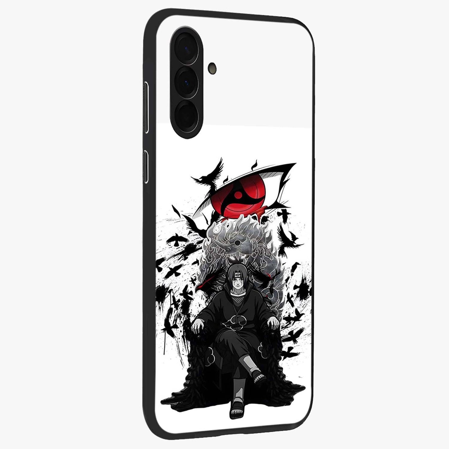 Uchiha Shadow Throne Glass Case upright view showcasing magical underwater galaxy artwork with vibrant cosmic theme.