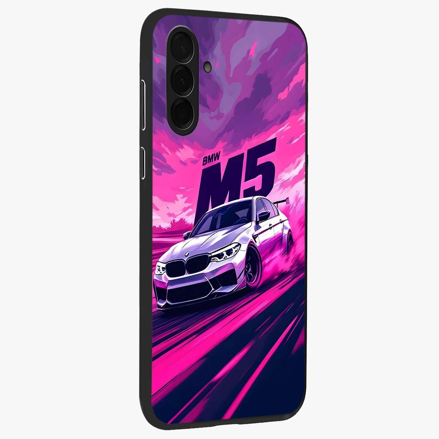 Velocity Drift Pulse Glass Case upright view showcasing powerful racing artwork with energetic motorsport theme.