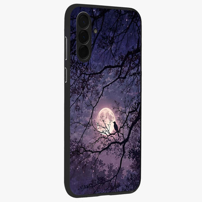 Whispering Moon Silence Glass Case upright view showcasing peaceful moon artwork with tranquil celestial theme.