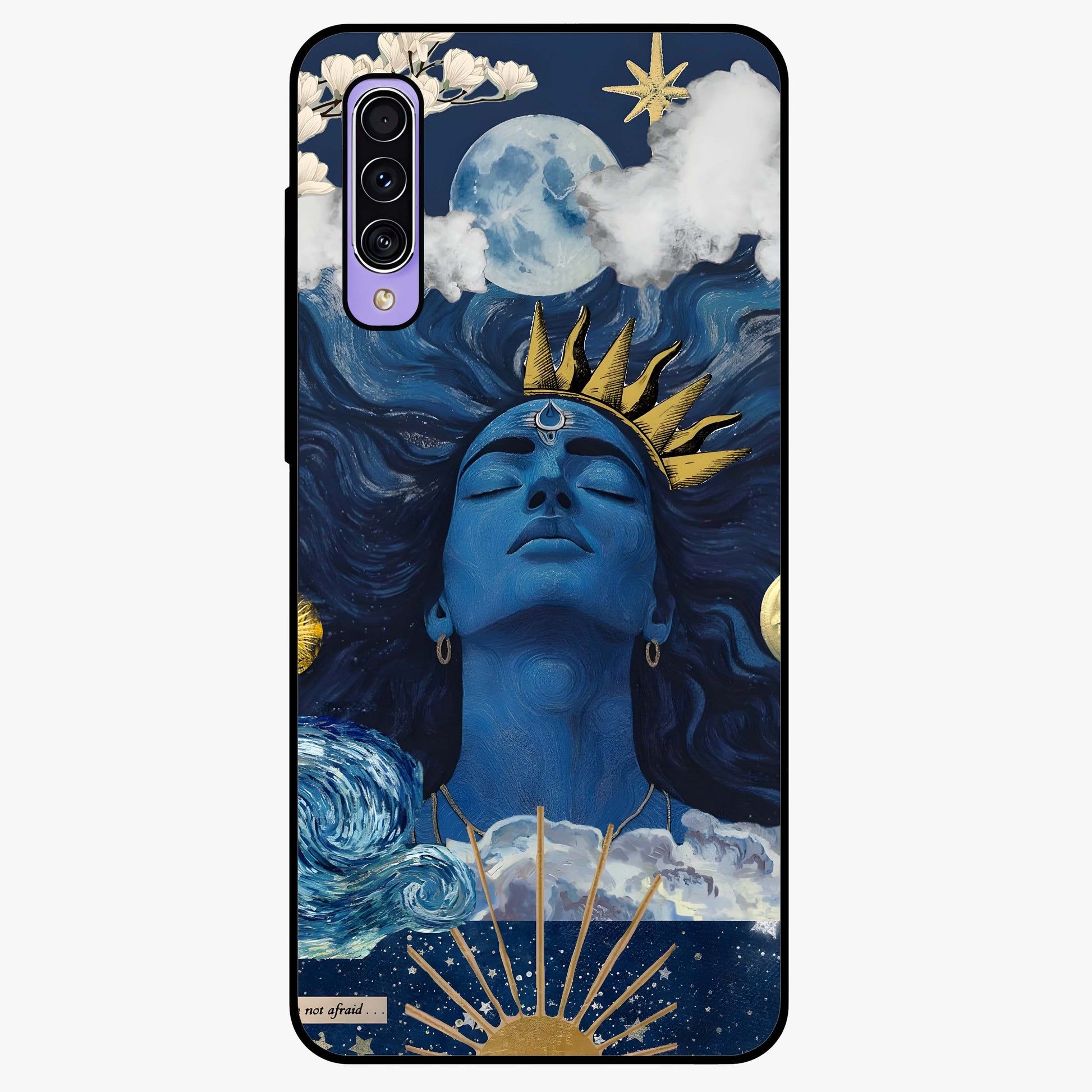 Aesthetic Lord Shiva Glass Case showing flat back view with divine Shiva artwork and glossy glass finish.