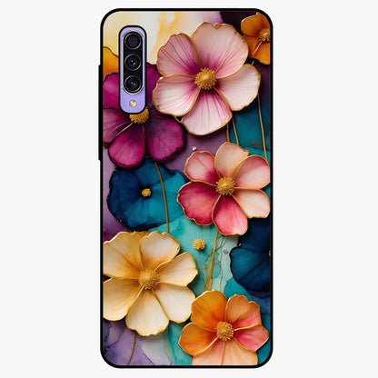 Artlyn Grace Flower Pattern Glass Case showing flat back view with elegant floral pattern artwork and glossy glass finish.