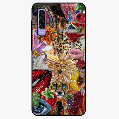 Beaded Fashion Jungle Glass Case showing flat back view with vibrant jungle inspired bead artwork and glossy glass finish.