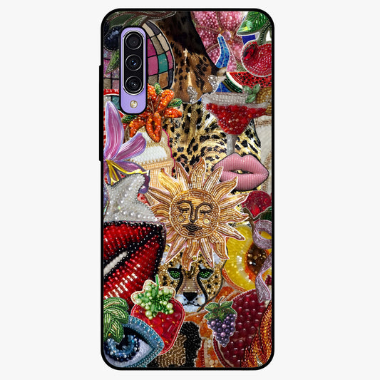 Beaded Fashion Jungle Glass Case showing flat back view with vibrant jungle inspired bead artwork and glossy glass finish.