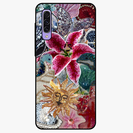 Beaded Garden Fantasy Glass Case showing flat back view with dreamy garden bead artwork and glossy glass finish.