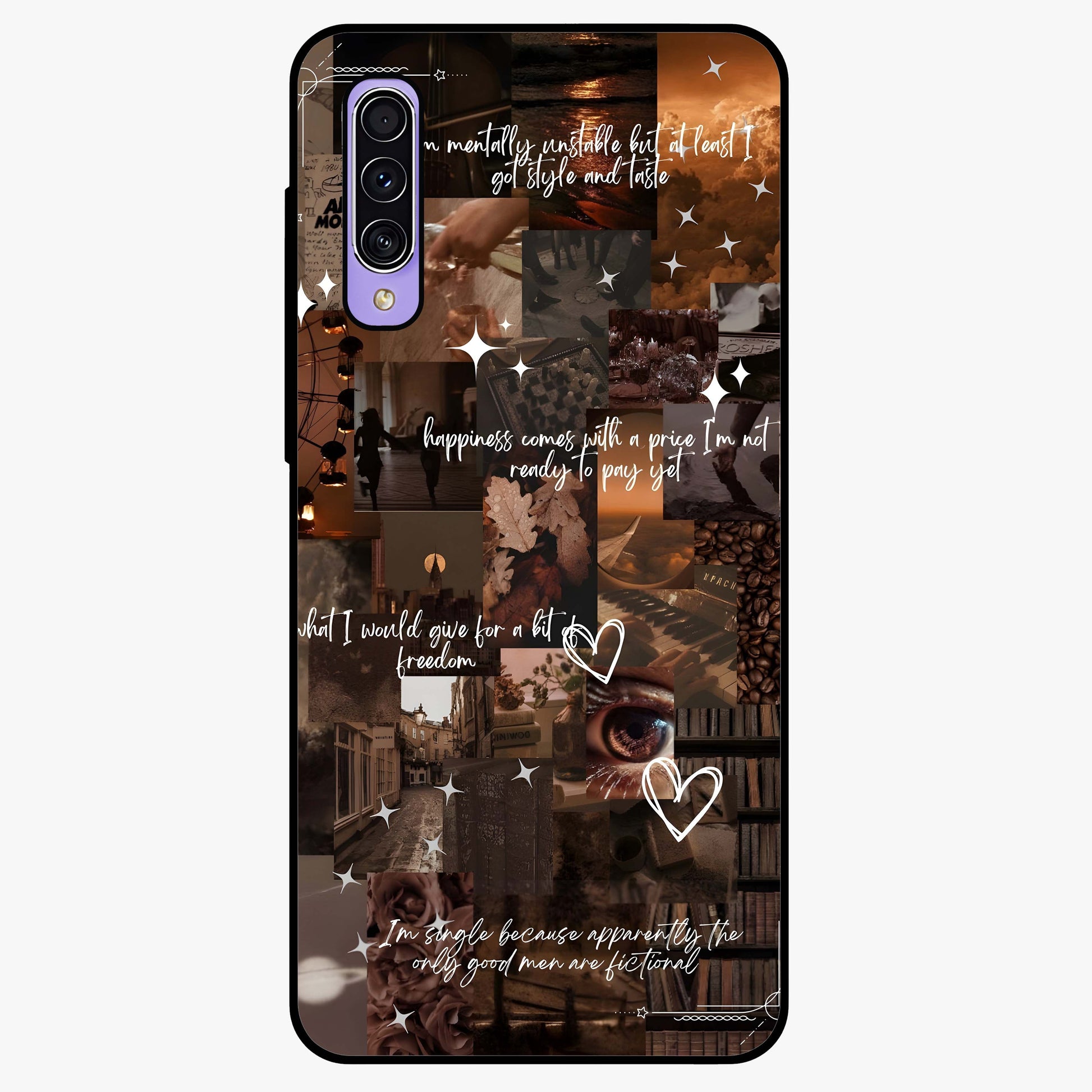Bittersweet Aesthetic Chaos Glass Case showing flat back view with artistic chaotic aesthetic design and glossy glass finish.