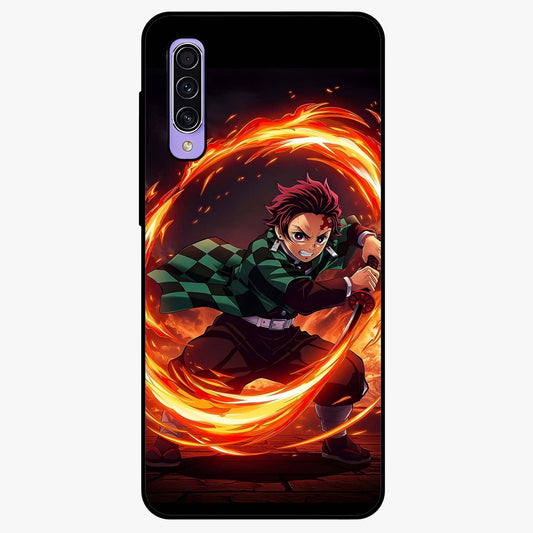Blazing Sword Resolve Glass Case showing flat back view with fiery sword artwork and glossy glass finish.