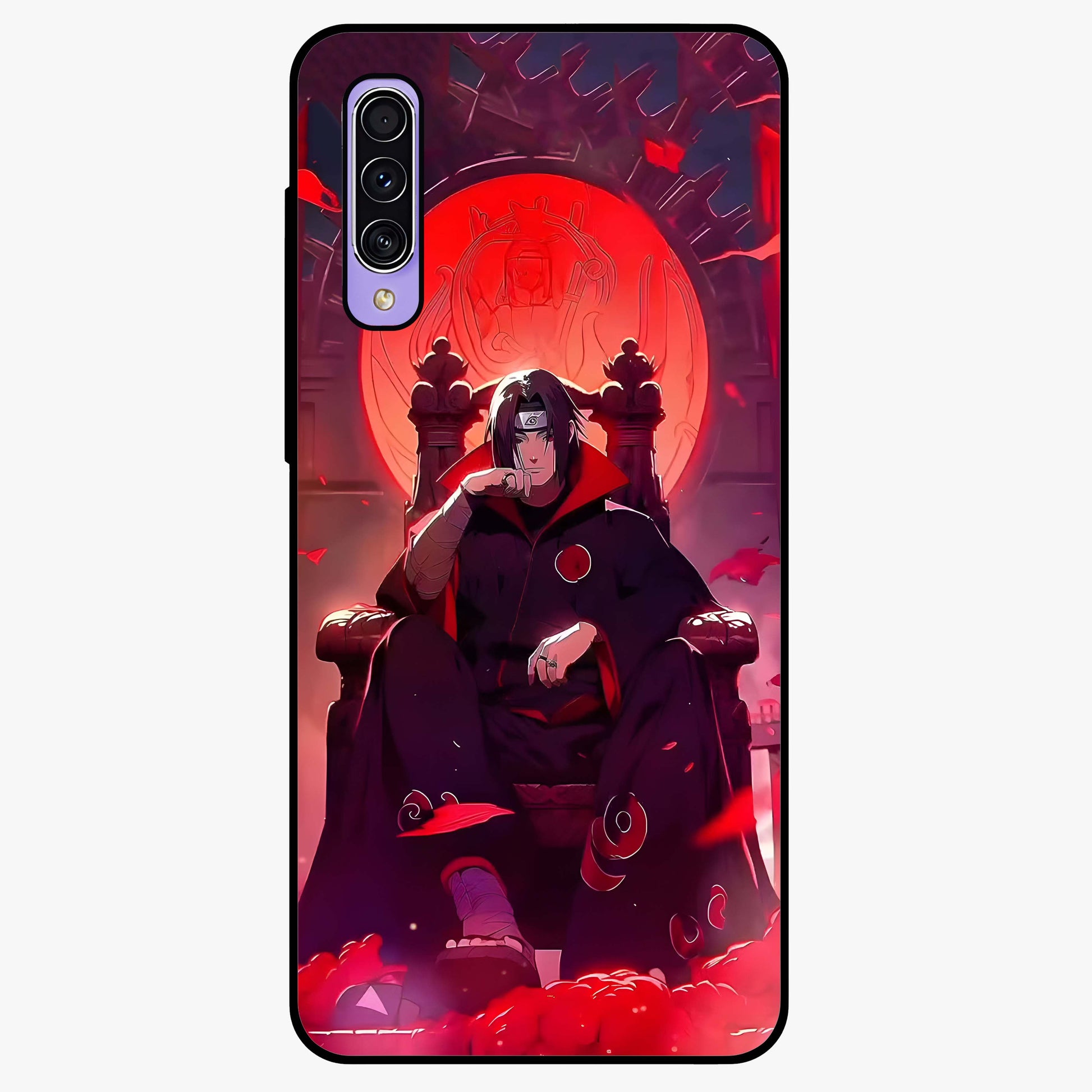 Blood Moon Sovereign Glass Case showing flat back view with mystical blood moon artwork and glossy glass finish.
