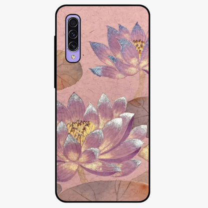 Blossom Mist Lotus Glass Case showing flat back view with serene lotus blossom artwork and glossy glass finish.