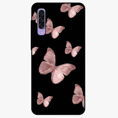 Butterfly Pattern Glass Case showing flat back view with elegant butterfly pattern artwork and glossy glass finish.