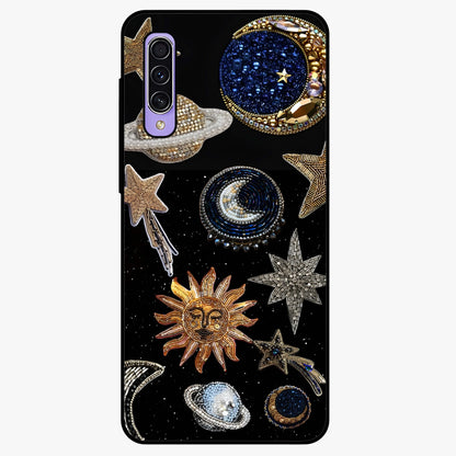 Celestial Gem Constellations Glass Case showing flat back view with sparkling constellation artwork and glossy glass finish.