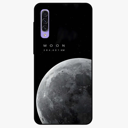 Cosmic Moon Glow Glass Case showing flat back view with glowing moon artwork and glossy glass finish.