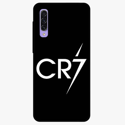 Cr7 Elite Strike Glass Case showing flat back view with dynamic football inspired artwork and glossy glass finish.