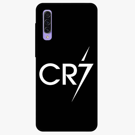 Cr7 Elite Strike Glass Case showing flat back view with dynamic football inspired artwork and glossy glass finish.
