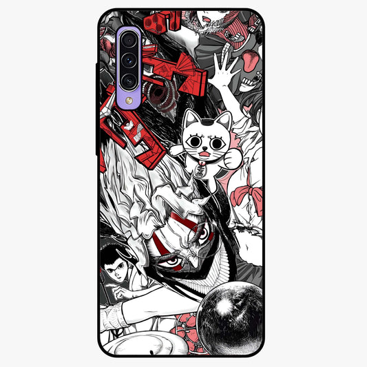 Crimson Chaos Panel Glass Case showing flat back view with bold crimson abstract artwork and glossy glass finish.
