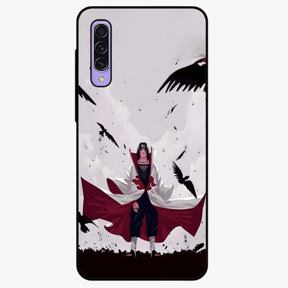 Crimson Crow Ascension Glass Case showing flat back view with mystical crow artwork and glossy glass finish.
