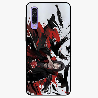 Crimson Crow Illusion Glass Case showing flat back view with artistic crow illusion artwork and glossy glass finish.