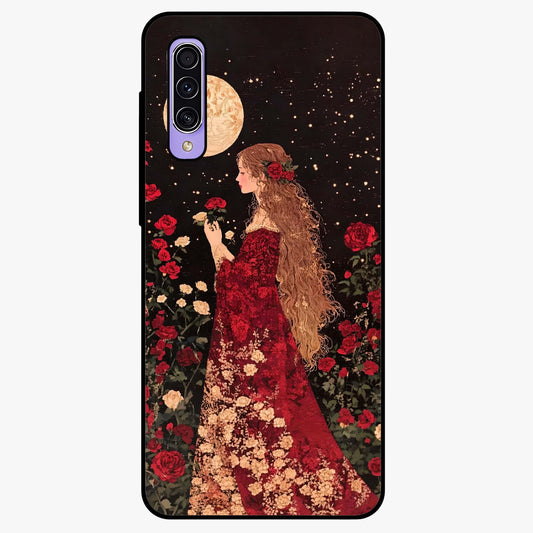 Crimson Dreams Glass Case showing flat back view with dreamy crimson artwork and glossy glass finish.