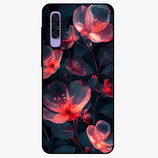Dark Shade of Flower Glass Case showing flat back view with elegant dark floral artwork and glossy glass finish.