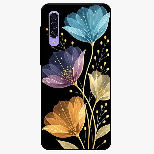 Delicate Multicolor Flowers Glass Case showing flat back view with vibrant floral artwork and glossy glass finish.