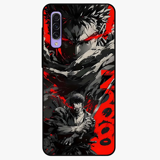 Demon Sword Resolve Glass Case showing flat back view with fierce sword warrior artwork and glossy glass finish.
