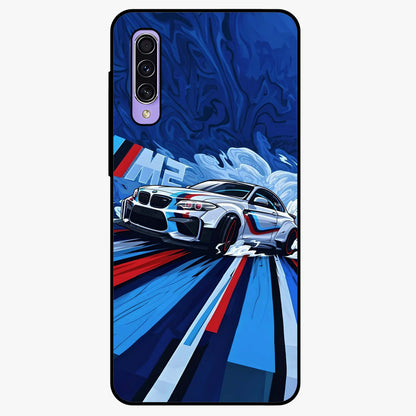 Drift Power Rush Glass Case showing flat back view with dynamic racing inspired artwork and glossy glass finish.