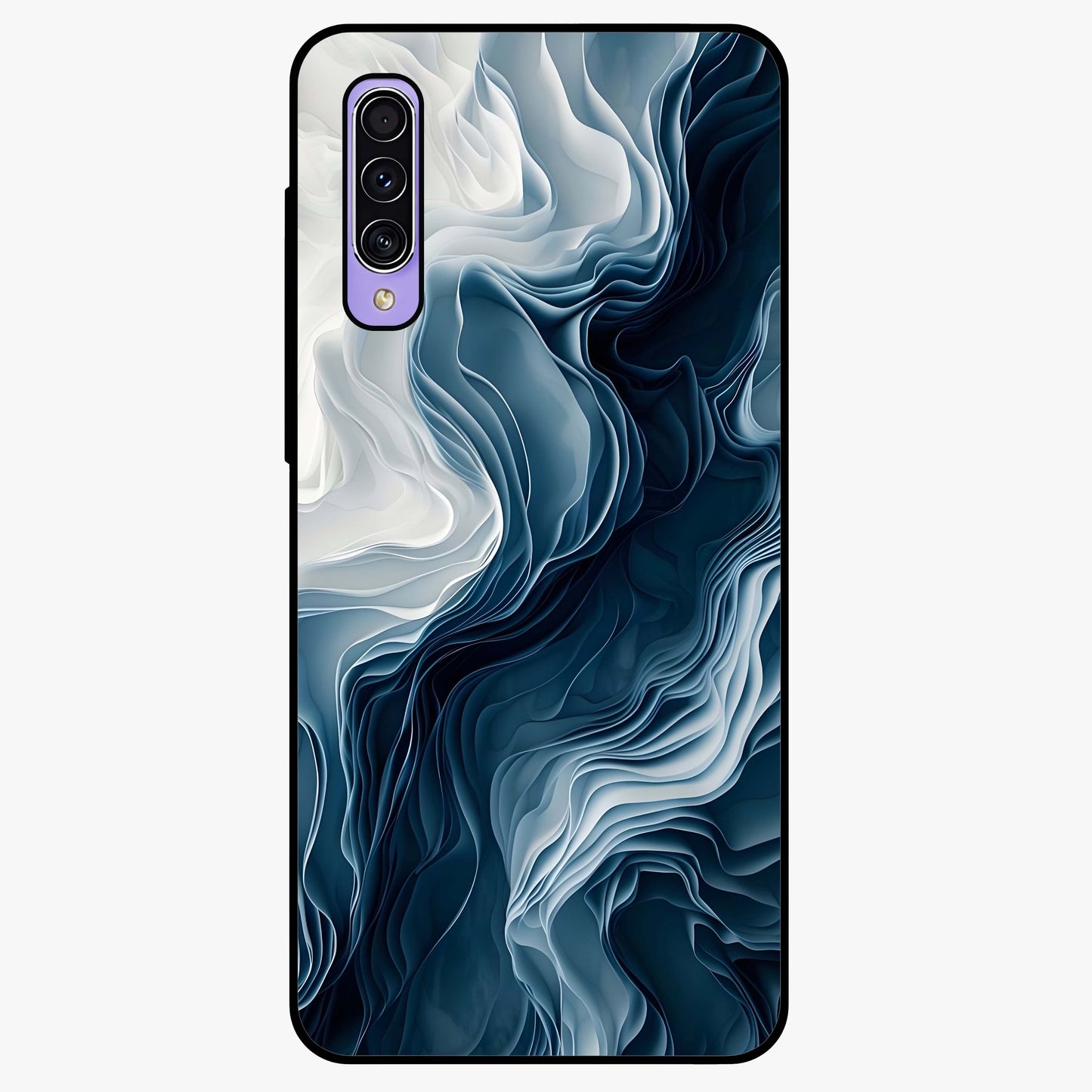 Ethereal Paper Marble Glass Case showing flat back view with soft marble paper texture artwork and glossy glass finish.