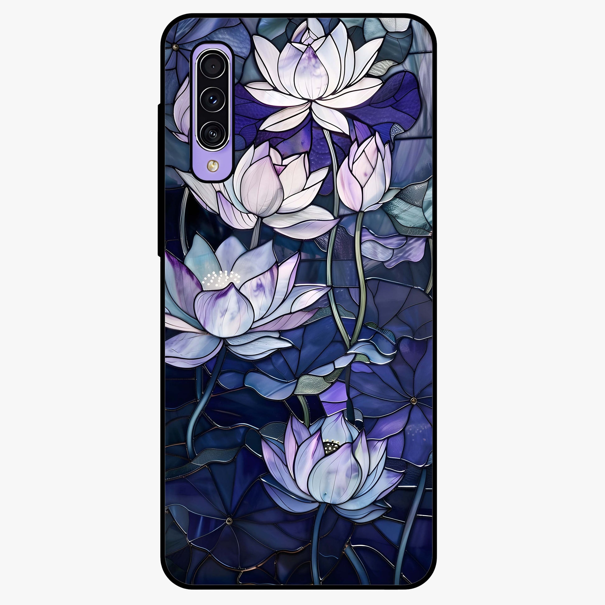Gloss Petal Rush Glass Case showing flat back view with glossy flower petal artwork and smooth glass finish.