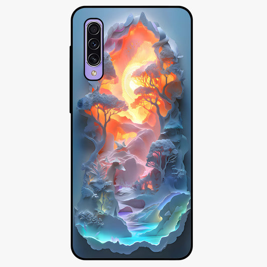 Glow Forest Portal Glass Case showing flat back view with glowing forest portal artwork and glossy glass finish.