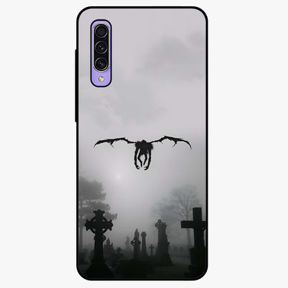 Graveyard Shadow Descent Glass Case showing flat back view with dark graveyard themed artwork and glossy glass finish.