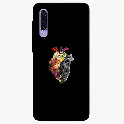 Heart With Flowers Glass Case showing flat back view with heart shaped floral artwork and glossy glass finish.