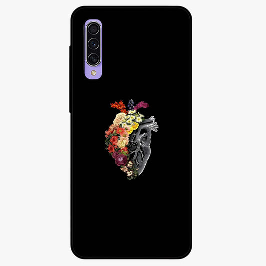 Heart With Flowers Glass Case showing flat back view with heart shaped floral artwork and glossy glass finish.