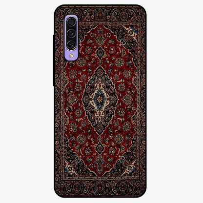 Heritage Carpet Royale Glass Case showing flat back view with ornate Persian carpet inspired pattern and glossy glass finish.