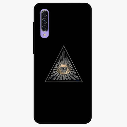 Illuminati Evil Glass Case showing flat back view with mysterious illuminati symbol artwork and glossy glass finish.
