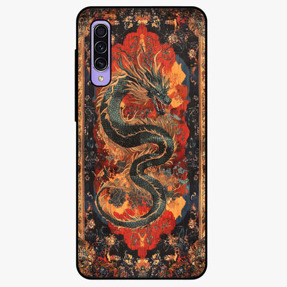 Inferno Dragon Soul Glass Case showing flat back view with fiery dragon artwork and glossy glass finish.