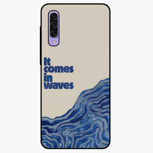 It Comes In Waves Quote Glass Case showing flat back view with inspirational wave themed quote artwork and glossy glass finish.