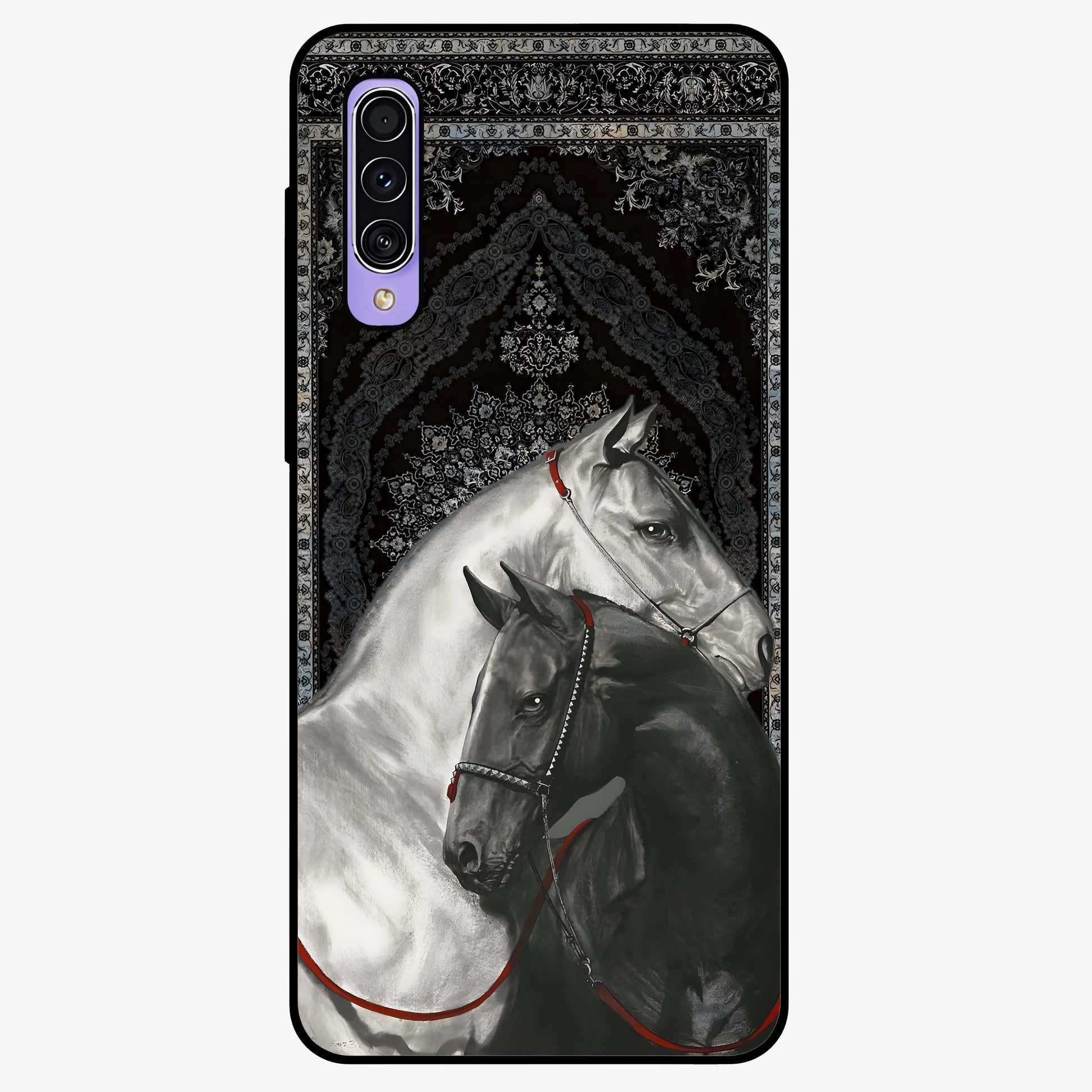 Majestic Ride Legacy Glass Case showing flat back view with powerful automotive inspired artwork and glossy glass finish.