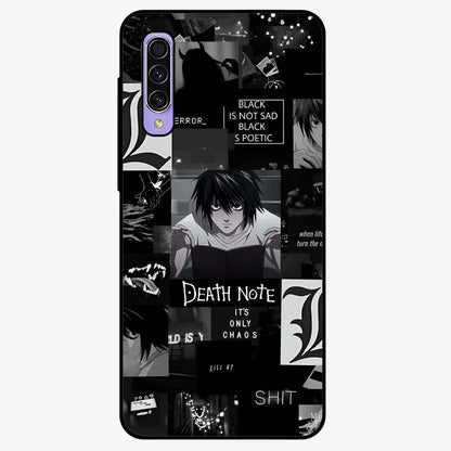 Midnight Chaos Mind Glass Case showing flat back view with abstract dark themed artwork and glossy glass finish.