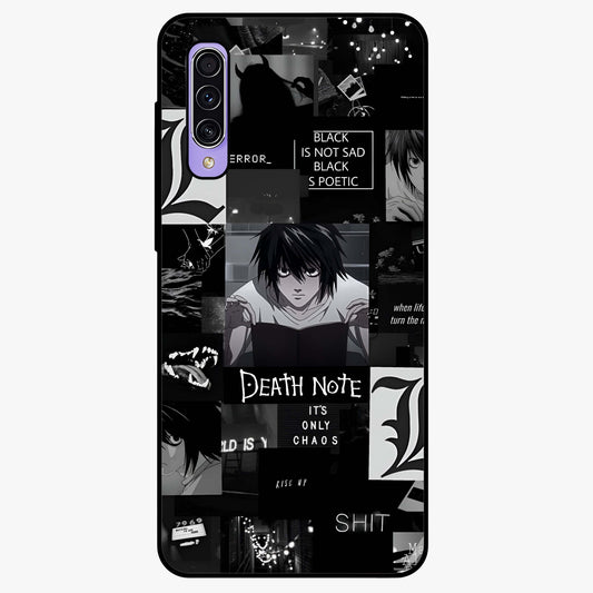 Midnight Chaos Mind Glass Case showing flat back view with abstract dark themed artwork and glossy glass finish.