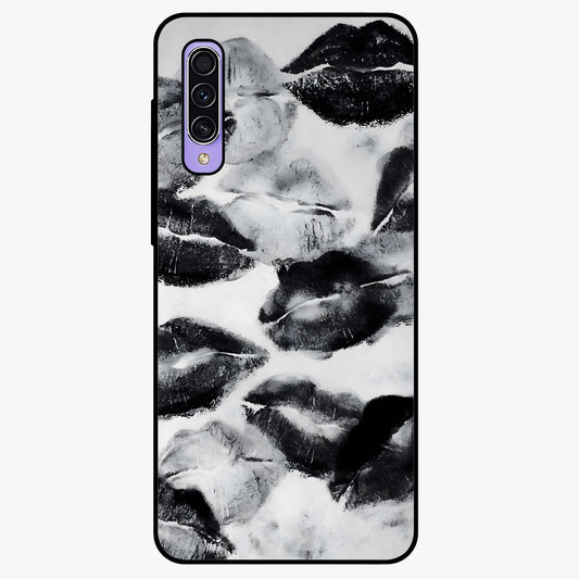 Midnight Kiss Marks Glass Case showing flat back view with lipstick kiss mark artwork and glossy glass finish.