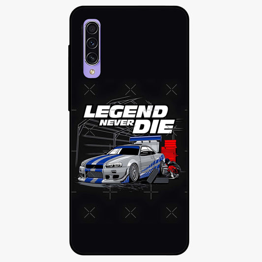Midnight Racing Legacy Glass Case showing flat back view with sleek racing inspired artwork and glossy glass finish.