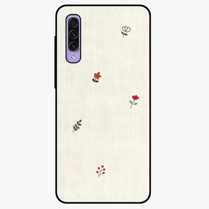Minimal Petal Whispers Glass Case showing flat back view with soft minimal floral artwork and glossy glass finish.