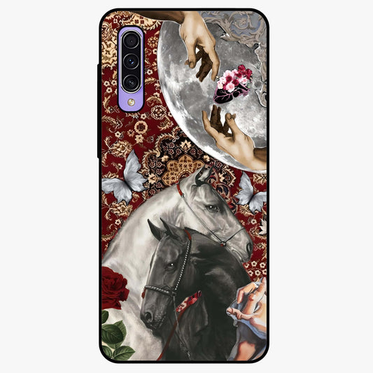 Moonlit Royal Stallion Glass Case showing flat back view with majestic horse under moonlight artwork and glossy glass finish.