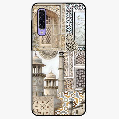 Mughal Marble Legacy Glass Case showing flat back view with intricate Mughal inspired marble pattern and glossy glass finish.